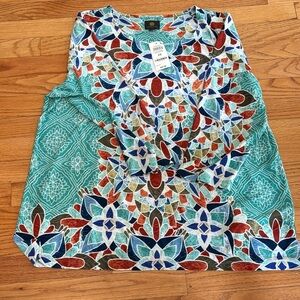 JM Collection Multicolor Mosaic Blouse